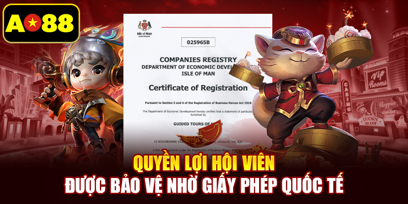 Quyền lợi hội viên được bảo vệ nhờ giấy phép quốc tế